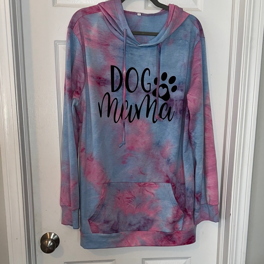 Amazon Women’s Tie-Dye Blue & Pink 'Dog Mama' Hoodie